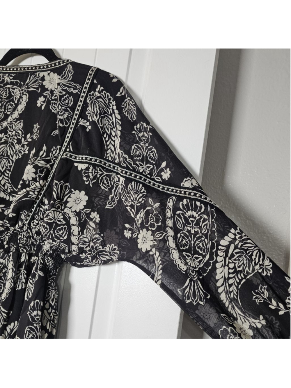 12th Tribe black, cream floral tunic short dress/long shirt - Picture 11 of 15